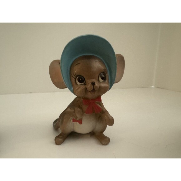 Vintage Josef Originals Mouse Lot of 5 Figurines Ceramic Phone Bride Vest Bonnet - Picture 6 of 11